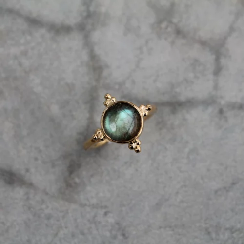 Bague billes et labradorite