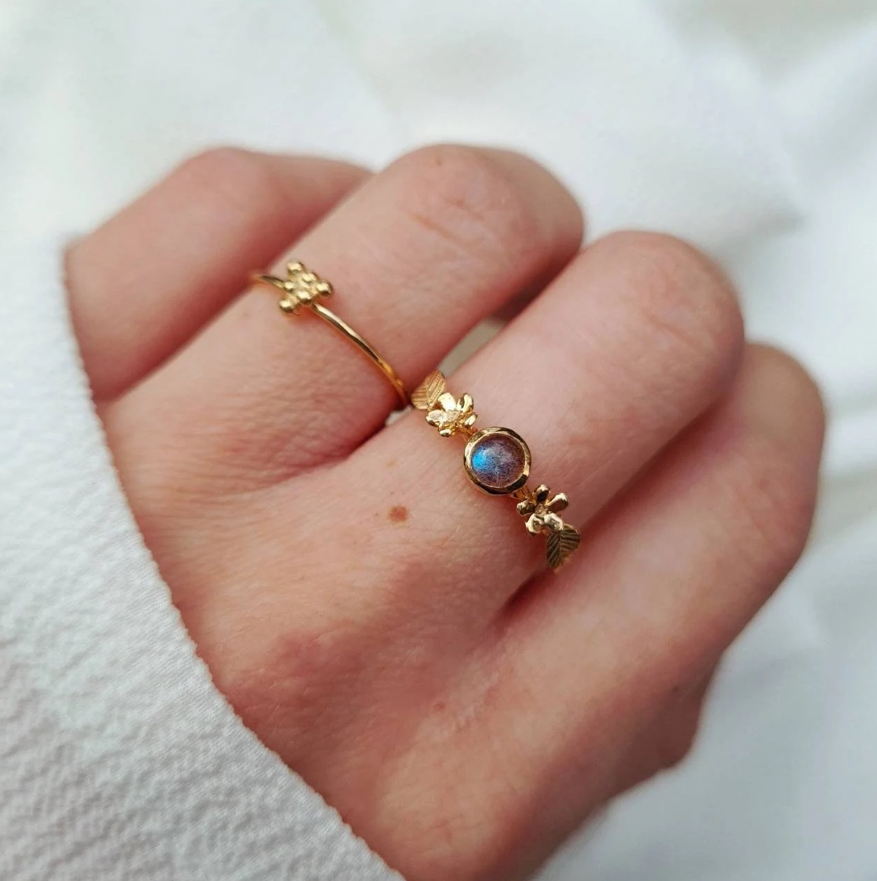 Bague marguerites et labradorite – Image 2