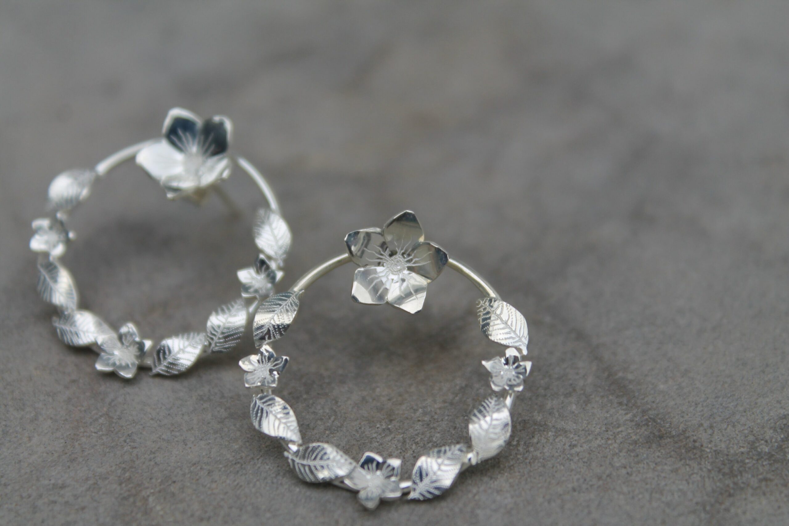 Boucles d'oreilles Violettes deux en une en argent 925 – Image 6