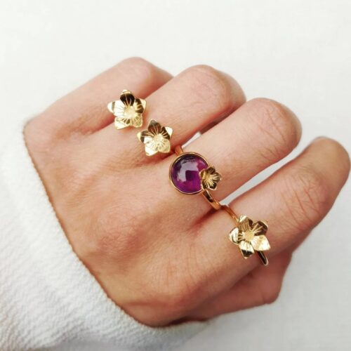 Bague violette et améthyste