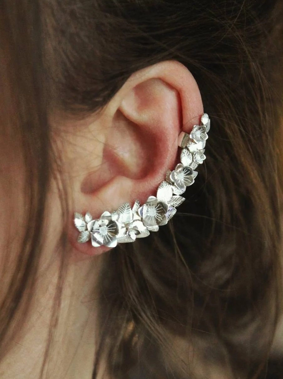 Bijou d'oreille Violette en argent 925