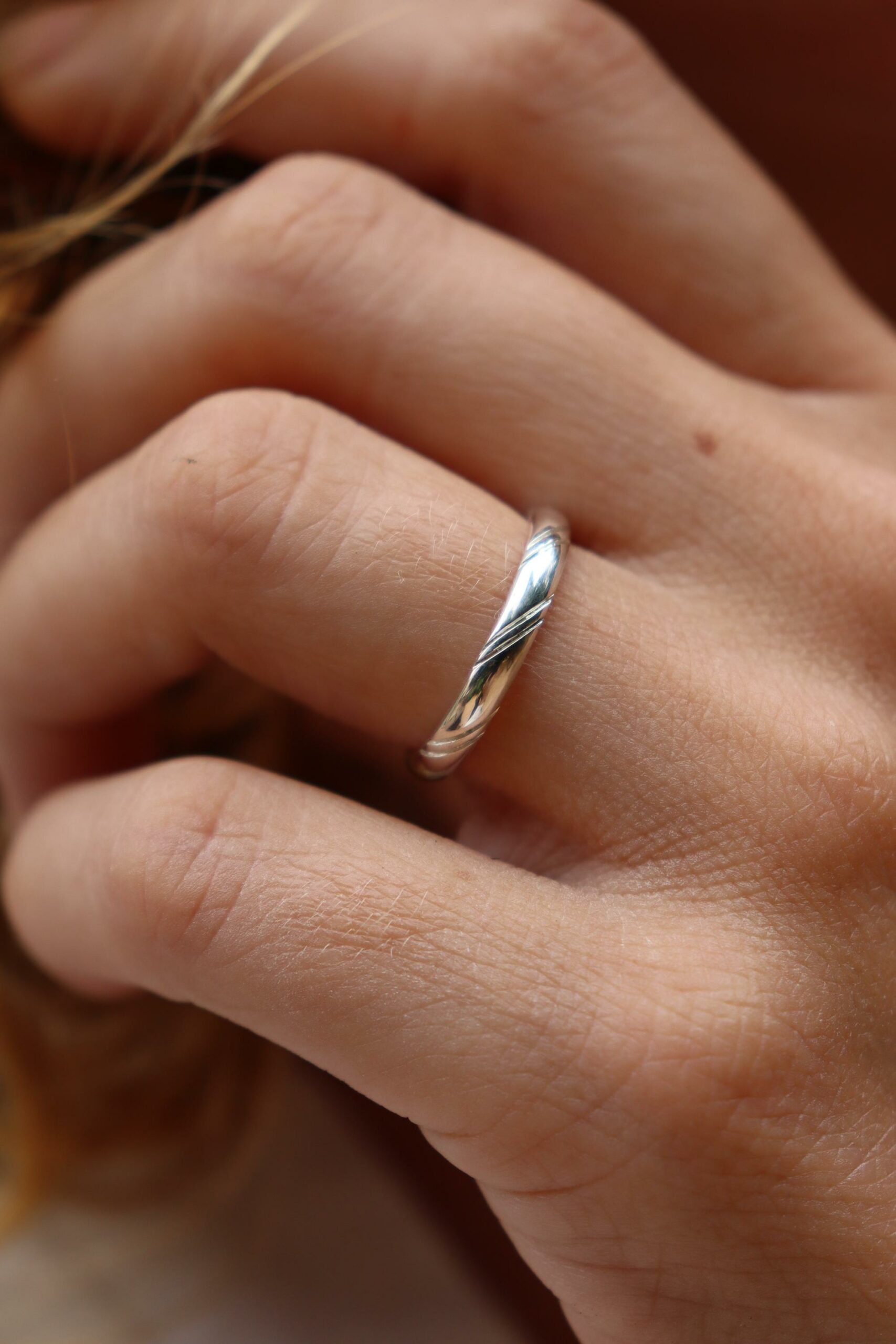 Anneau strié en argent 925 – Image 2