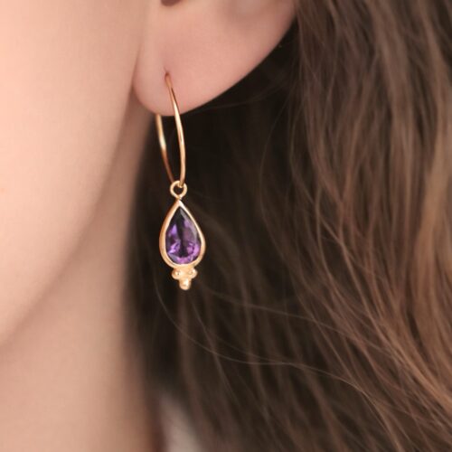 Boucles d’oreilles billes et améthystes