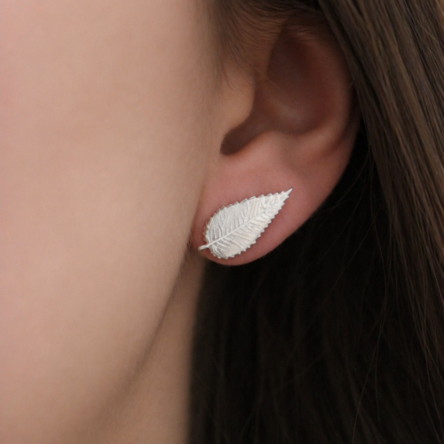 Boucles d’oreilles feuilles d’ortie en argent 925