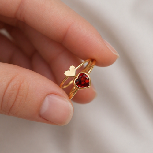 Bague cœur de grenat