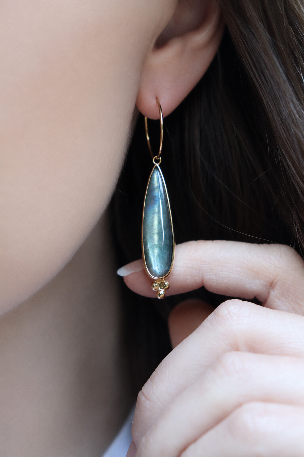 Boucles d’oreilles billes et labradorites – Image 2