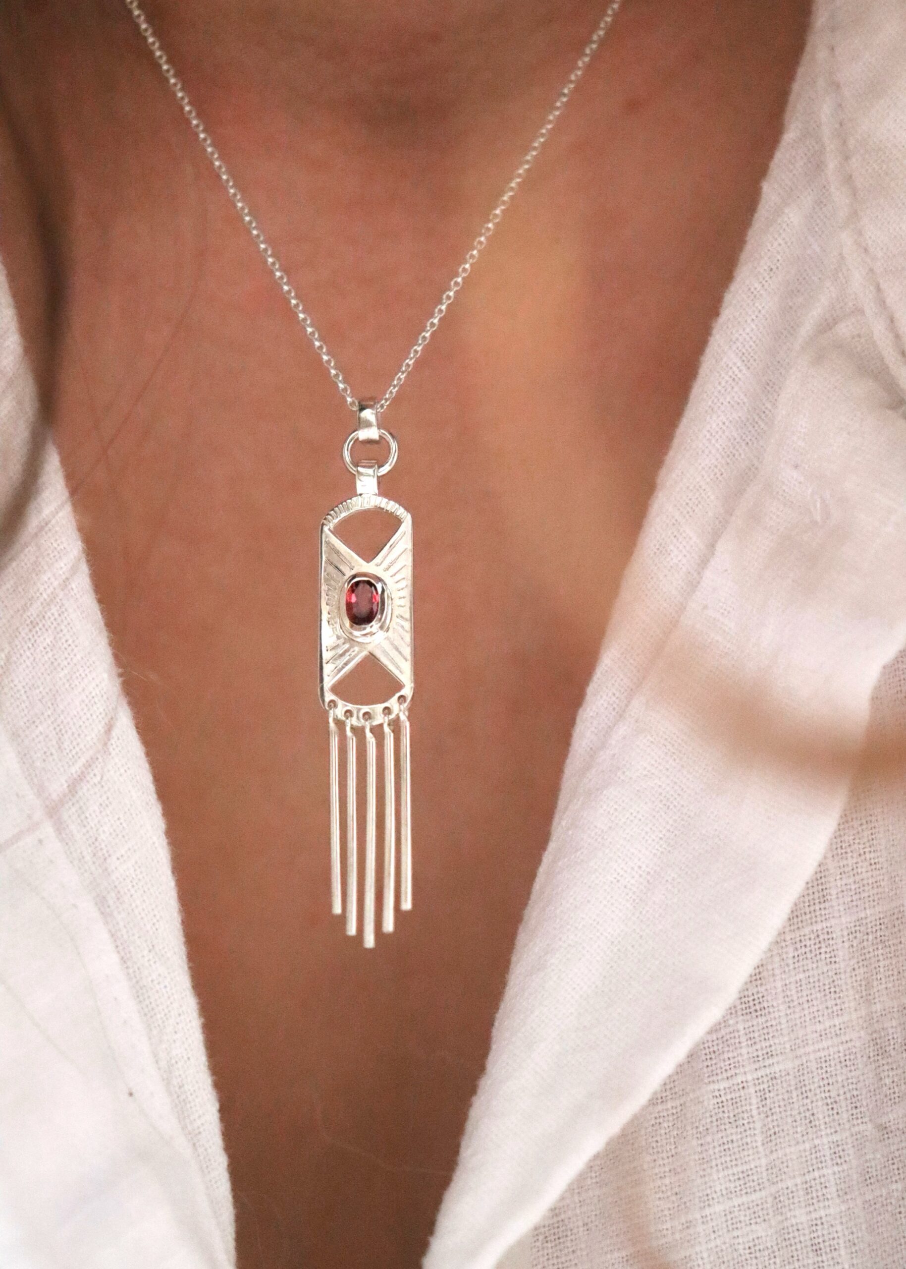 Pendentif pampilles et tourmaline en argent 925 – Image 2