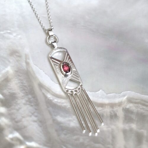Pendentif pampilles et tourmaline en argent 925