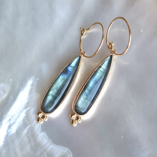 Boucles d’oreilles billes et labradorites