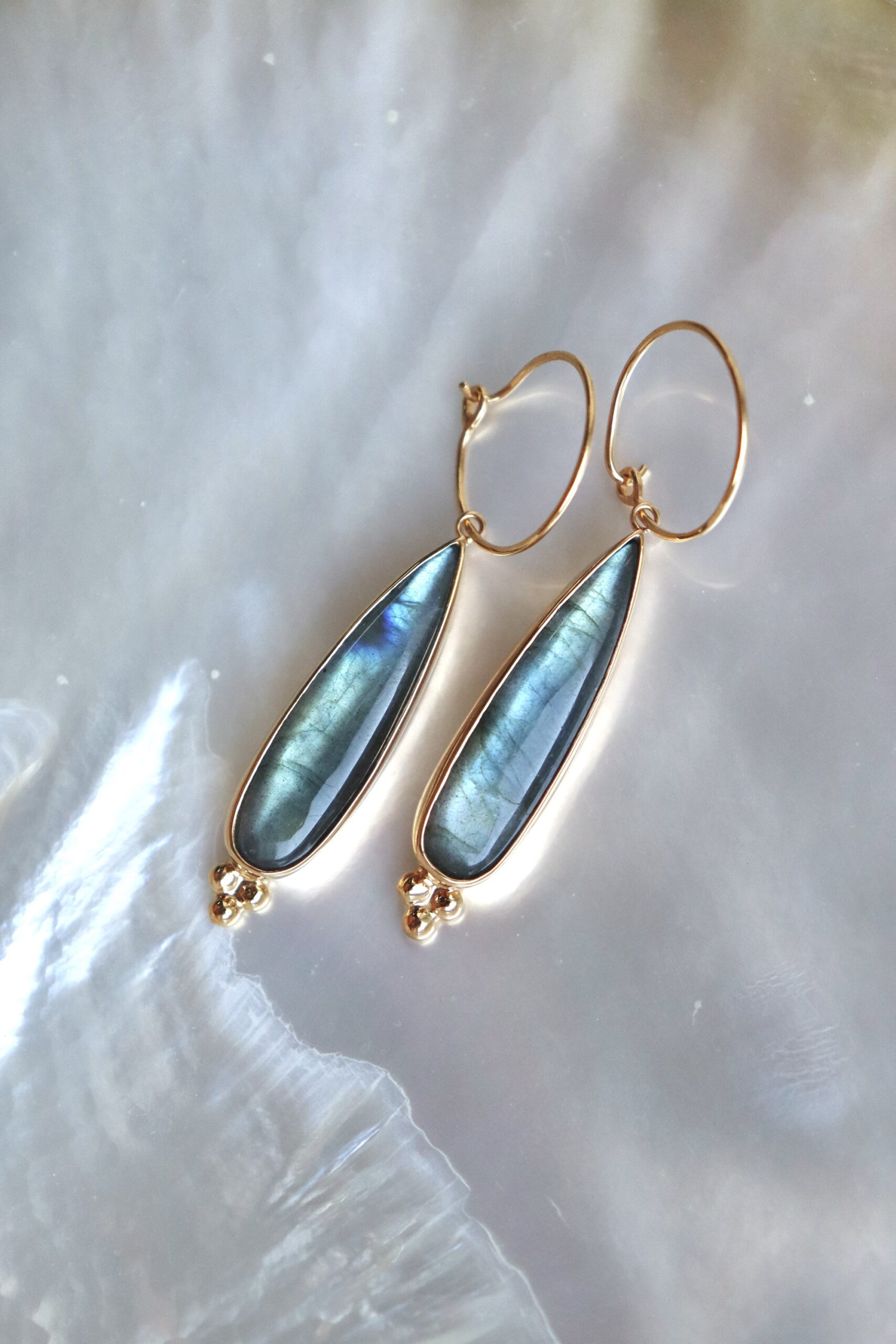 Boucles d’oreilles billes et labradorites