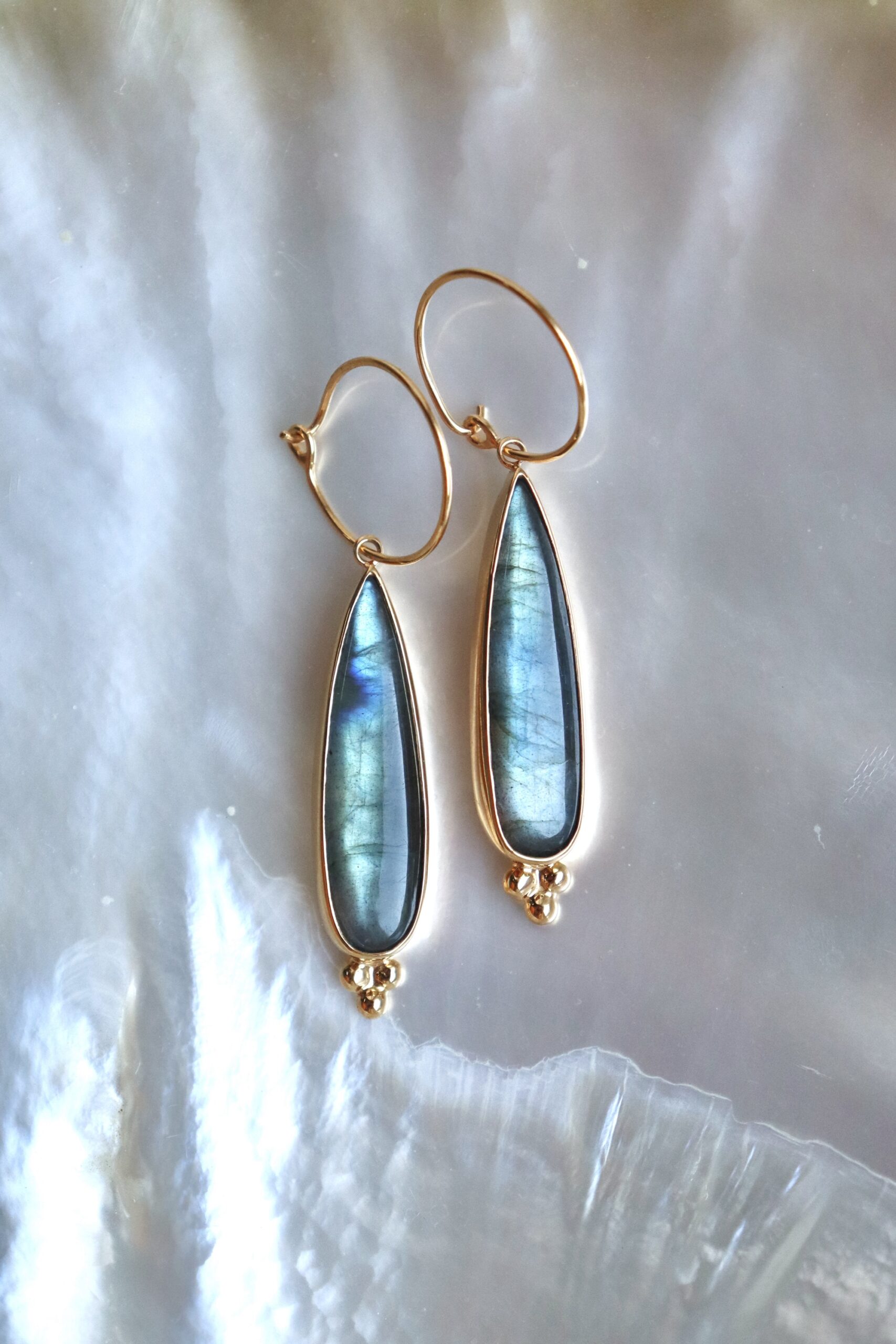Boucles d’oreilles billes et labradorites – Image 3